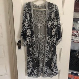 Black and white sheer short sleeve summer cardigan